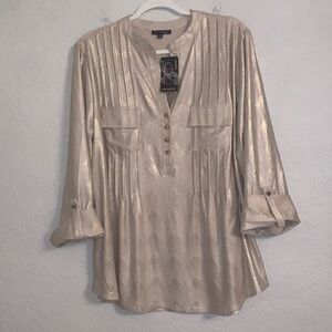NWT Ava & Grace Gold Shimmer Light Beige Blouse Top Size 2X